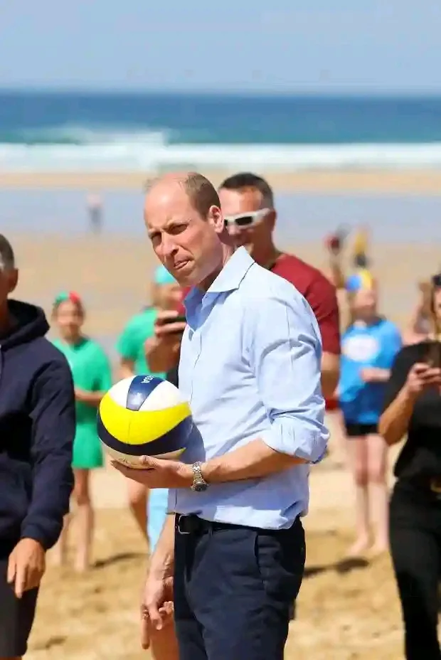 Prince William Joins Volleyball Game at Newquay Beach