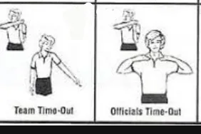 Volleyball referee signal for time out 